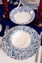 Hermia Laleli Juego de Cena de Porcelana 18 Piezas Blanco y Azul